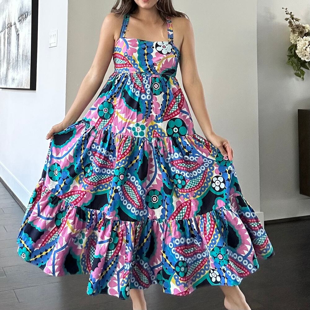 J.Crew Apron Maxi Dress In Ratti Kaleidoscope Floral Size 2